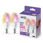 Doppelpack 2x WiZ Smart LED E14 Kerze Matt 5W 470lm | Höchste Farbwiedergabe - Dimmbar - Ersatz Für 40W