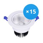 Lot 15x Spot encastrable LED Ronde inclinable 12W 960lm 60D - 930  | 110mm - Diamètre 90mm - UGR <19